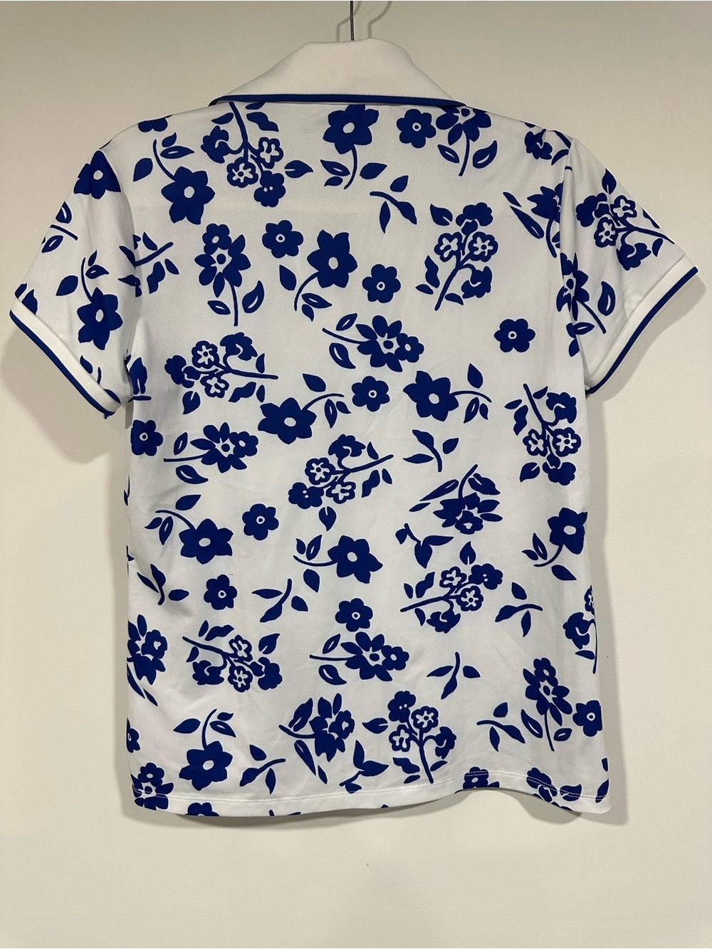 RLX Ralph Lauren Polo Shirt Womens Medium Floral Tailored Fit Golf Blue White - Picture 2 of 3